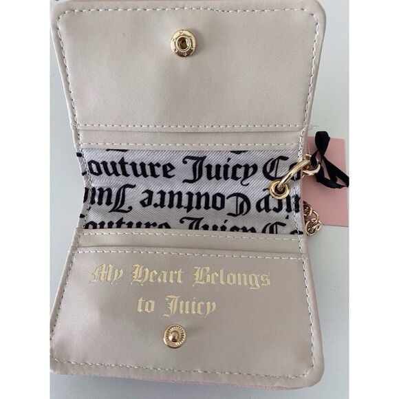 Juicy Couture Wing It Card Case Key Fob Wallet Liquorice Pink Diamond Butterfly - Picture 7 of 12